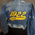 Sigma Gamma Rho Sorority Distressed Denim Jean Jacket 1922 Sigma Gamma Rho