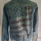 Men's Blue  Denim Jean Jacket  USA Themed Denim Jean Jacket Medium