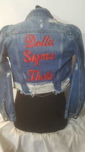 DELTA SIGMA THETA SORORITY DENIM JEAN JACKET DELTA DIVA CROP DENIM JACKET 1913
