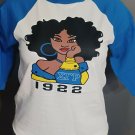 SIGMA GAMMA RHO SORORITY T-SHIRT S-GRHO BLUE WHITE BASEBALL SHIRT 1922