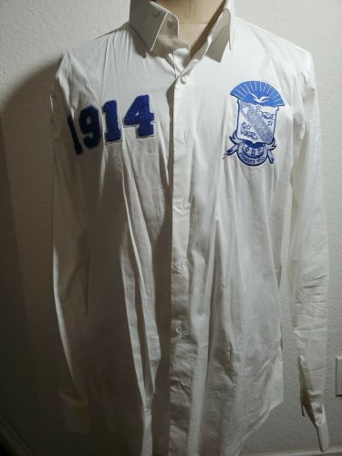 Phi Beta Sigma Fraternity Long Sleeve Button up Shirt PRE-OWNED CONDITION LARGE