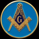 Mason Masonic Auto Emblem Round Blue