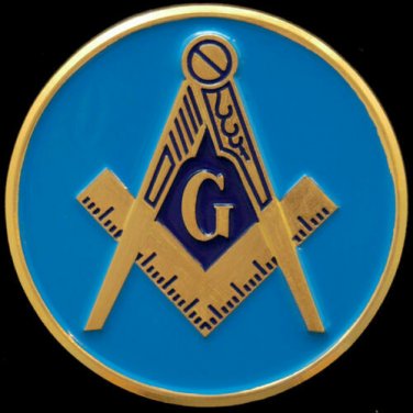 Mason Masonic Auto Emblem Round Blue