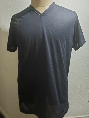 Navy Blue Short Sleeve V-Neck T-shirt  PRE-OWNED CONDITION XL