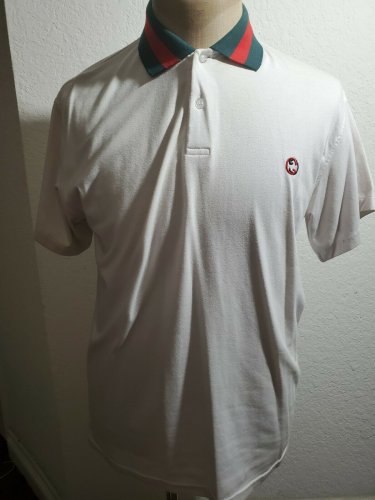 Mens White Green Red Polo Shirt  PRE-OWNED CONDITION MEDIUM