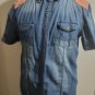 Blue Denim Short Sleeve Button up Shirt  USA Themed Button up Shirt NEW LARGE