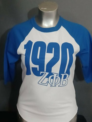 ZETA PHI BETA SORORITY BASEBALL SHIRT Z-PHI-B 1920 BASEBALL SHIRT