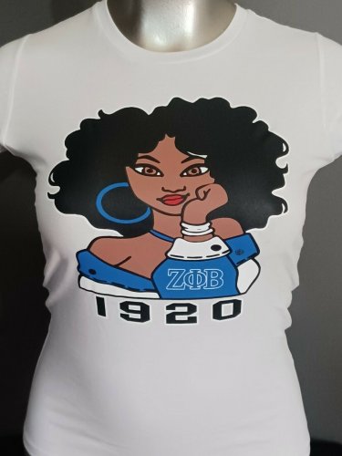 ZETA PHI BETA SORORITY T-SHIRT  ZETA PHI BETA WHITE  Z-PHI-B T-SHIRT