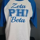 ZETA PHI BETA SORORITY T-SHIRT ZETA PHI BETA BLUE WHITE BASEBALL SHIRT Z-PHI