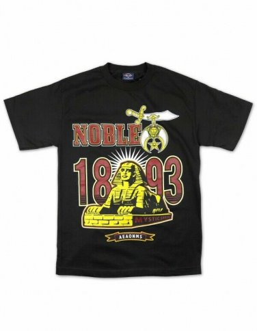 Noble Mystic Shrine Short sleeve shirt Mason Masonic Black Short Tee AEAONMS 5XL