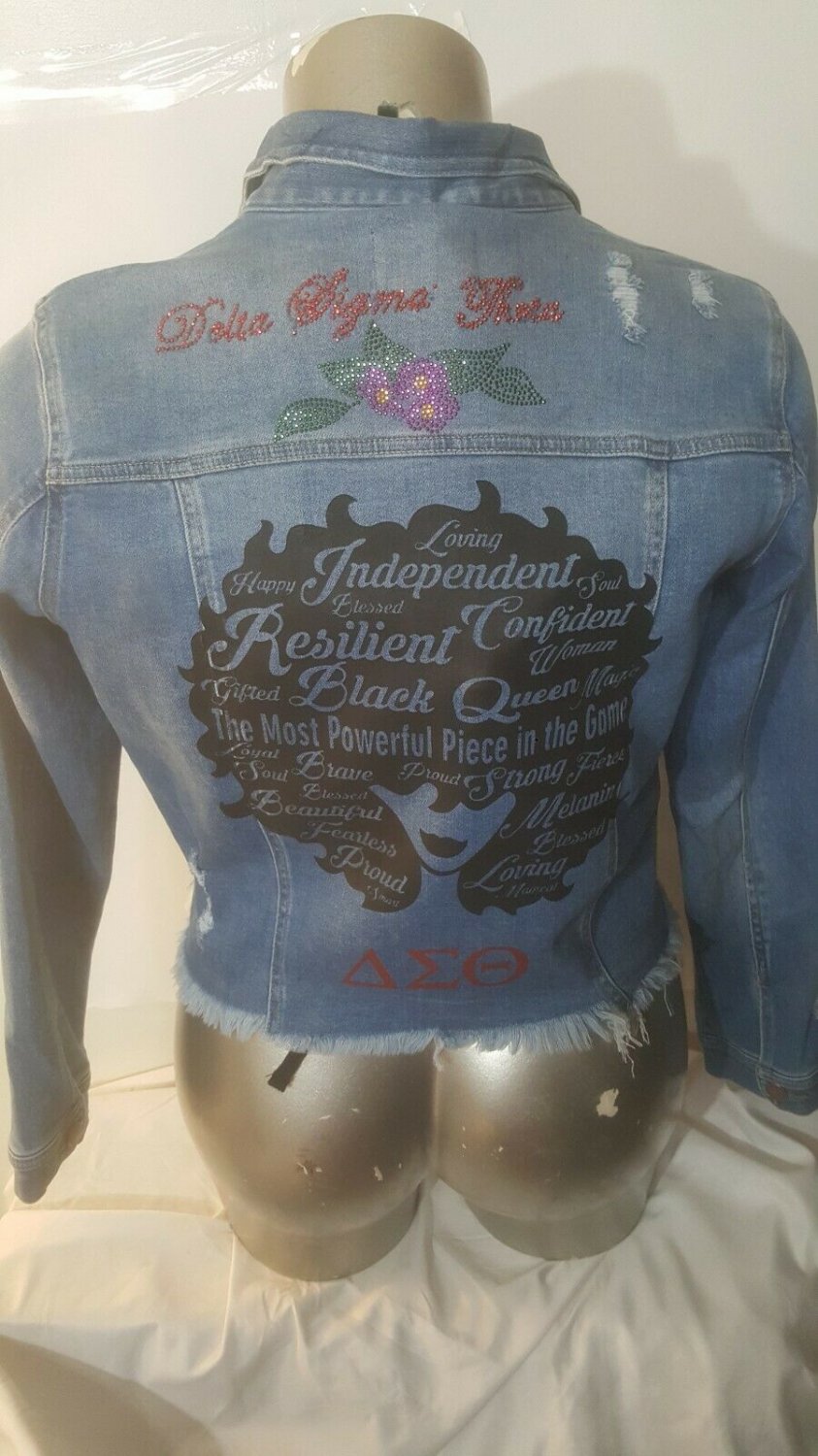 DELTA SIGMA THETA SORORITY DENIM JEAN JACKET DELTA DIVA CROP DENIM