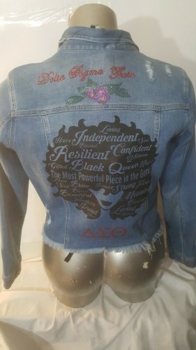 DELTA SIGMA THETA SORORITY DENIM JEAN JACKET DELTA DIVA CROP DENIM JACKET DIVA1