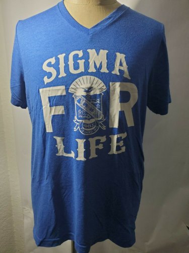 PHI BETA SIGMA FRATERNITY BLUE SHORT SLEEVE V-NECK T- SHIRT PRE-OWNED LARGE
