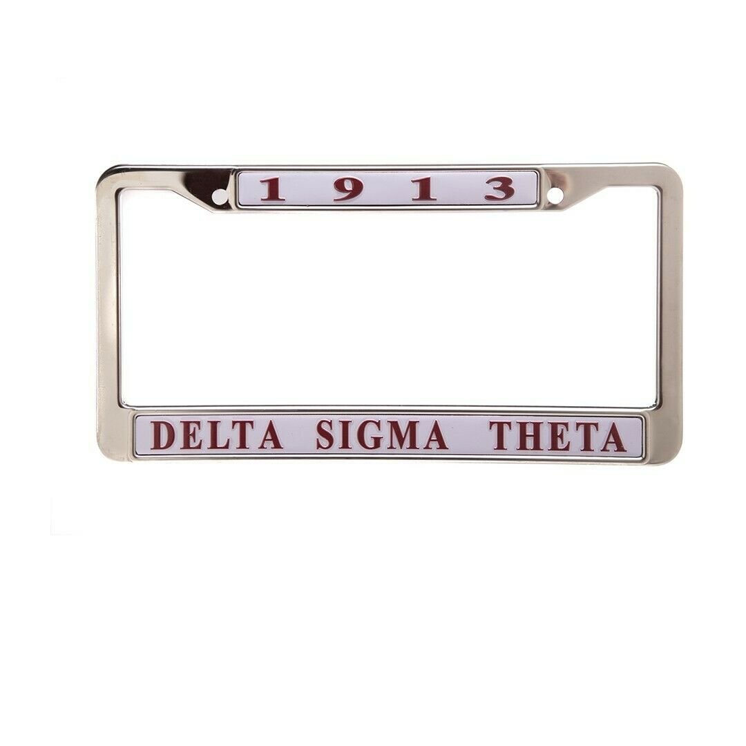Delta Sigma Theta Sorority Metal License Plate Frame Silver