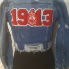 DELTA SIGMA THETA SORORITY DENIM JEAN JACKET DELTA DIVA DISTRESSED DENIM JACKET