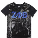 Zeta Phi Beta Sorority Sequin Short Sleeve Shirt Black Zeta Phi Beta Sequin Top