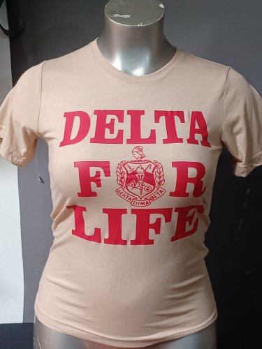Delta Sigma Theta Sorority Short sleeve blouse Delta Sigma For Life Tan Shirt