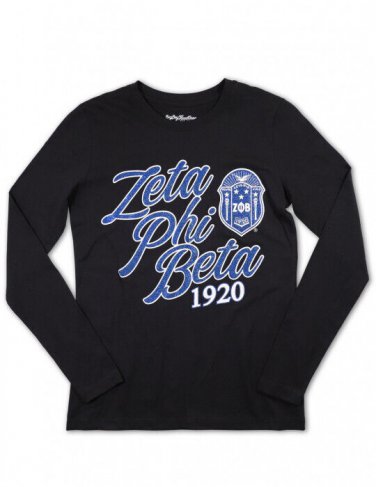 Zeta Phi Beta Sorority Black Long Sleeve T-Shirt