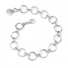 Platinum Plated 925 Sterling Silver Round Ring Bracelet (7") Fashion Lady Jewelry B04916B