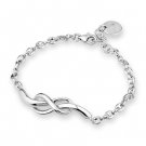 Platinum Plated 925 Sterling Silver Infinity Bracelet 7.5" Valentines Anniversary Gift B04919B