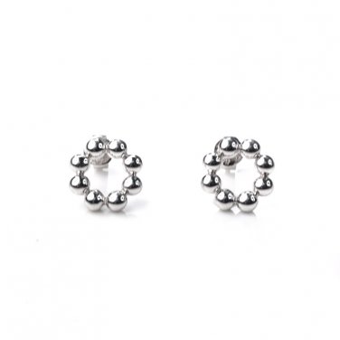 U.S. ONLY - Platinum Plated 925 Sterling Silver Bead Stud Earrings (Diameter 1cm) B05674E