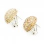 925 Sterling Silver Half Dome Champagne CZ Stud Earrings Bridal Wedding B05900E