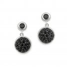 SilverKings 925 Sterling Silver Pave Black CZ Black Circle Stud Earrings Fashion Jewelry  Q23005E