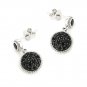 SilverKings 925 Sterling Silver Pave Black CZ Black Circle Stud Earrings Fashion Jewelry Q23005E