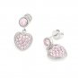 Silver Kings 925 Sterling Silver Pave Pink Heart CZ Dolly Stud Earrings Jewelry Q22999E