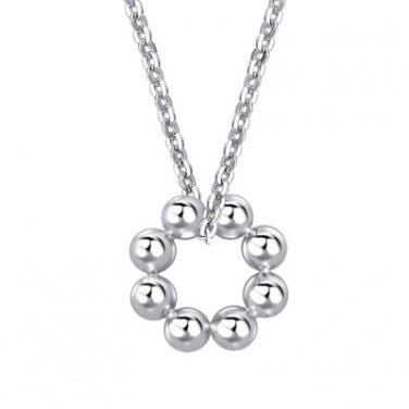 U.S. ONLY - Platinum Plated 925 Sterling Silver Beads Necklace B05674N