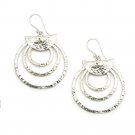 925 Sterling Silver Tribal Style Triple Circle Fishhook Earrings B05946E