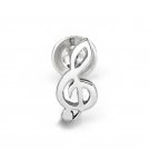 925 Sterling Silver Polished Finish G Clef Music Note Single Stud Earring C05134L