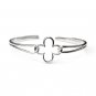 Platinum Plated 925 Sterling Silver Four Leaf Clover Wired Bangle Gift C05209A