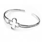 Platinum Plated 925 Sterling Silver Four Leaf Clover Wired Bangle Gift C05209A