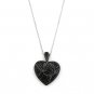 SilverKings 925 Sterling Silver Black CZ Gothic Heart Valentines Necklace (22') Q22994N