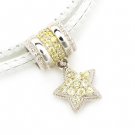 Silver Kings 925 Sterling Silver Yellow CZ Stone Star Charm Necklace Q23006N