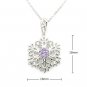 Silver Kings 925 Sterling Silver Purple CZ Stone Snow Flake Pendant (22") Q22557N
