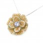 925 Sterling Silver Yellow Topaz Color Purple CZ Vintage Style Rose Necklace 16" Valentine C05805N