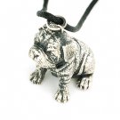 English Bulldog 925 Silver Pendant Leather Necklace Dog Puppy Pet Animal Q22578P