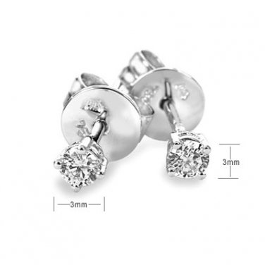 18K White Gold 0.17cttw Diamond Stud Earrings Wedding Bridal Birthday Party D00097E