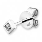 18K White Gold Square Bezel Setting Round Diamond SINGLE Stud Earring F00231L