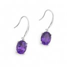 18K White Gold Purple Oval Shaped Amethyst Drop Hook Earrings Valentine Gift F06183E