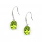 18K White Gold Green Oval Shaped Olivine Drop Hook Earrings Birthday Gift Q21612E