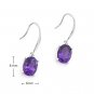 18K White Gold Purple Oval Shaped Amethyst Drop Hook Earrings Valentine Gift F06183E