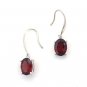 18K White Gold Oval Shaped Garnet Drop Hook Earrings Birthday Valentine Gift Q21613E