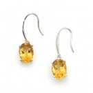 18K White Gold Oval Shaped Citrine Drop Hook Earrings Birthday Valentine Gift Q21614E