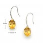 18K White Gold Oval Shaped Citrine Drop Hook Earrings Birthday Valentine Gift Q21614E