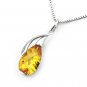 18K White Gold Pear Citrine Diamond Accent Infinity Pendant 925 Silver Chain 16" Valentine Q21019P