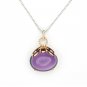 18K Rose Gold Egg Shaped Amethyst Diamond Pendant 925 Sterling Silver Chain 16" Valentine  Q21027P
