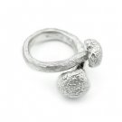Delicate Sterling Silver Double Bead Mushroom Ring Birthday Valentine Friend Gift Q21357R